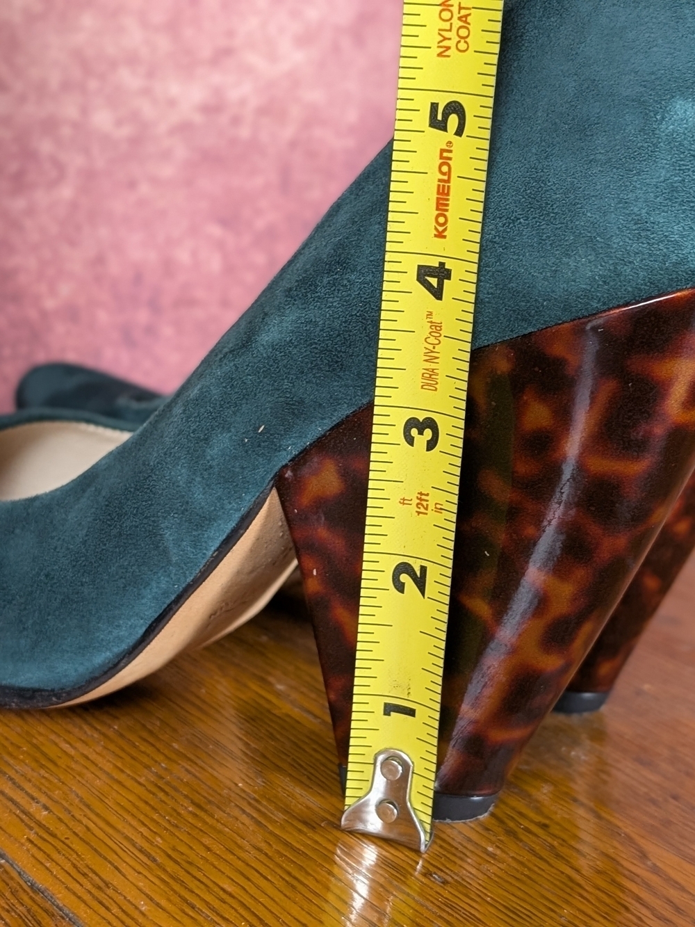 Ramon Tenza Teal Suede Sculptural Heel Pumps | Tortoise Lucite Heels | EU 40 (9) - Picture 9 of 15